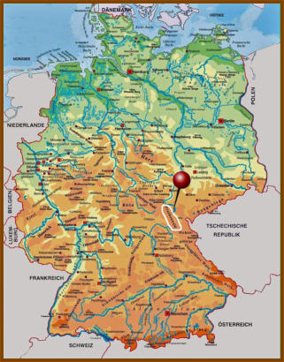 Lage des Mittelgebirges in Deutschland