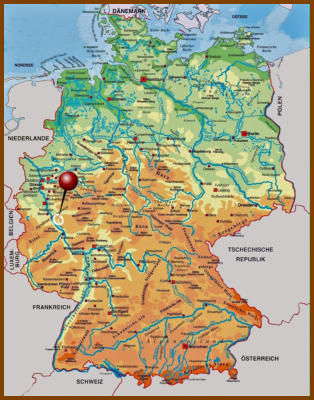 Lage des Gebirges in Deutschland